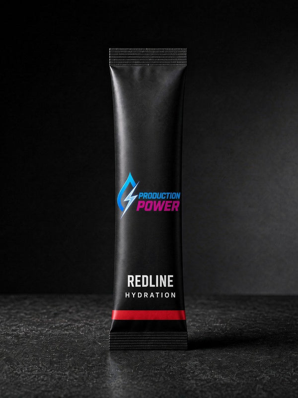 Production Power Redline electrolyte drink mix stick pack